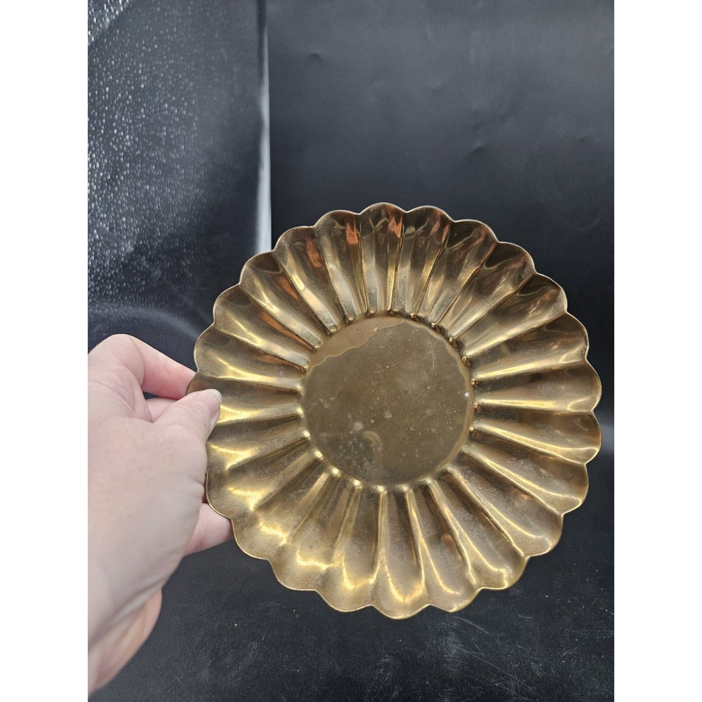 Vintage Brass Petal Tray/Trinket Dish